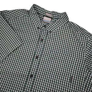Columbia Checkered Mens Button Up Down‎ Shirt Size XL Green Plaid Active Fit